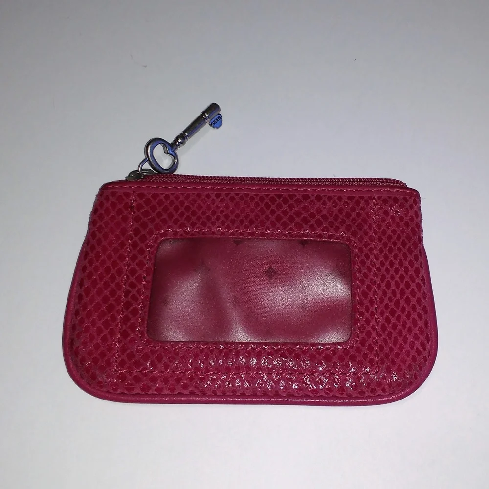 Fossil Fuchsia Snake Skin Embossed Leather ID Case